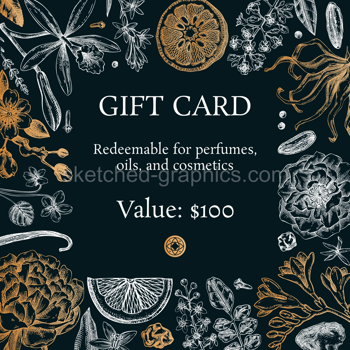 Botanical gift card template. Vintage perfume and cosmetic frame design. Hand-drawn vector illustration. Aromatic plants and flower sketches on chalkboard. NOT AI generated Illustration